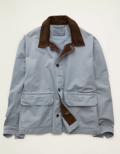 Classic Fit Stretch Duck Canvas Corduroy‑Collar Mens Barn Coat Jacket