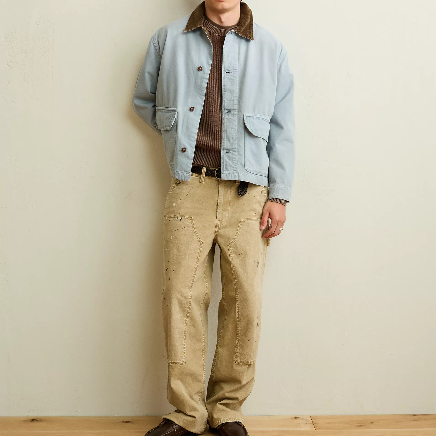 Classic Fit Stretch Duck Canvas Corduroy‑Collar Mens Barn Coat Jacket