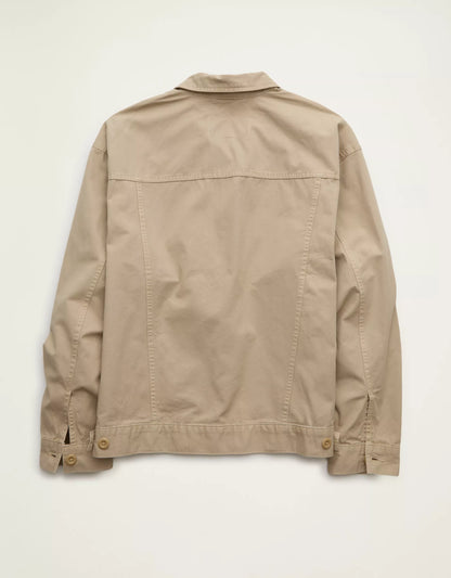 Classic Fit Herringbone Slub Full‑Zip Mens Shirt Jacket