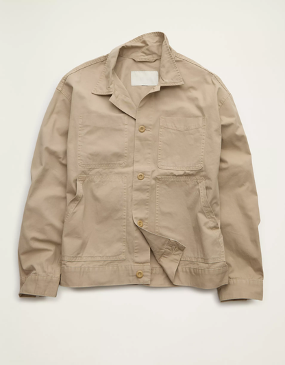 Classic Fit Herringbone Slub Full‑Zip Mens Shirt Jacket