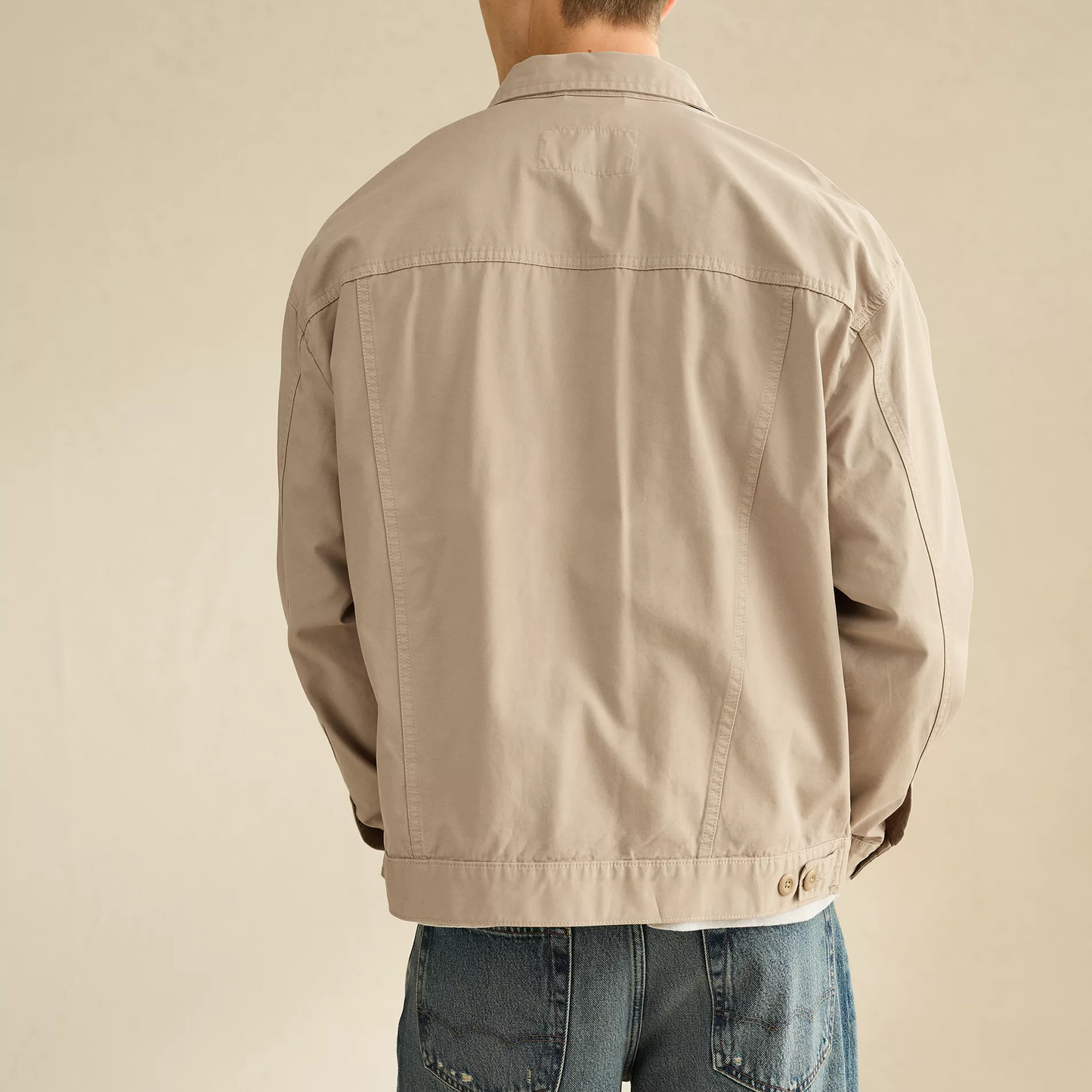 Classic Fit Herringbone Slub Full‑Zip Mens Shirt Jacket